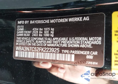 2015 BMW 428I из США, поврежденный, VIN WBA3N7C52FK223925